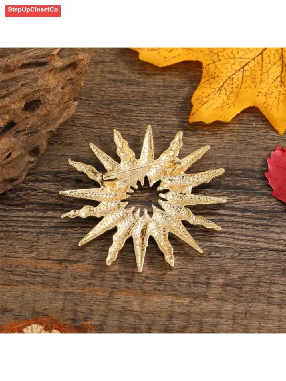 Vintage Gold Plated Sunflower Brooch Pin Elegant Lapel for Dress Suit Hat